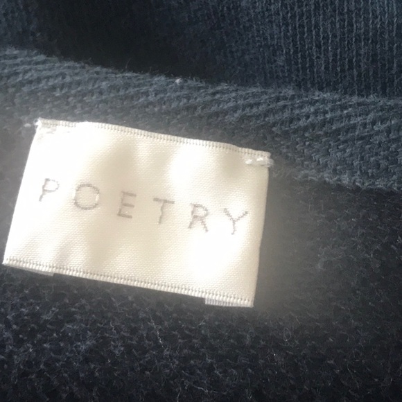 Poetry  embroidered knit Top, gray on charcoal - Picture 5 of 6